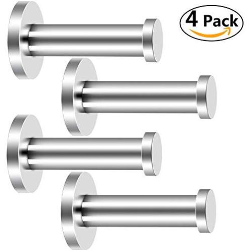 4 Pack Stainless Steel Wall-Mount Robe Towel Hook Towel Wall Hook for Bathroom Kitchen Clothes Key Hat Bag Hanger Rack Holder