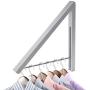 Yillsen Folding Wall Mounted Retractable Clothes Hanger, Aluminum Folding Drying Coat Racks Home Storage Organiser Space Saver for Laundry Room - Silver