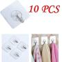 Ouniman 10 PCS Strong Adhesive Wall Hooks,Transparent Seamless Hooks Utility Towel Bath Ceiling Hooks Sticky Hooks Hanger for Clothes Robes Towels Keys Bag Ladles Bathroom Kitchen (Transparent(10pcs))