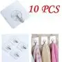 Ouniman 10 PCS Strong Adhesive Wall Hooks,Transparent Seamless Hooks Utility Towel Bath Ceiling Hooks Sticky Hooks Hanger for Clothes Robes Towels Keys Bag Ladles Bathroom Kitchen (Transparent(10pcs))