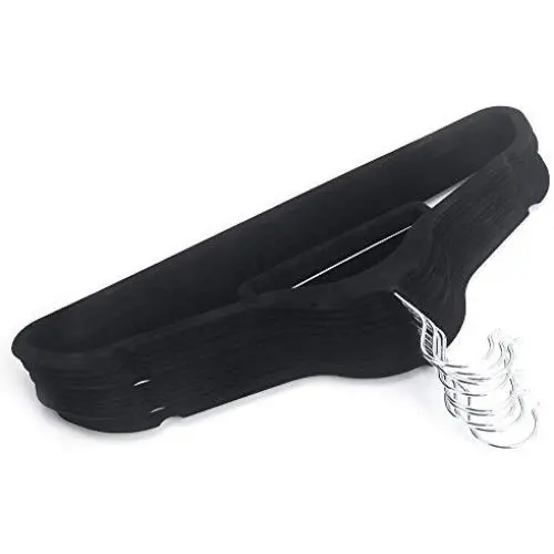 YEVIOR 100pcs 17.71 X 0.2 X 9.65 Inch Plastic Flocking Clothes Hangers with Rail Black YEVIOR 100pcs 17.71 X 0.2 X 9.65 Inch Plastic Flocking Clothes Hangers with Rail Black