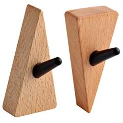 Garneck Wood Wall Hook Adhesive Triangle Door Back Hook Modern Wall Clothes Hanger for Living Room Entrance Key Holder 2 PCS