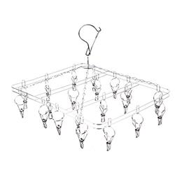 East Majik Rectangle Cloth Hanger Drying Rack Clip&Hanging Rack Stainless Steel