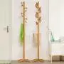 Zxcvlina Entryway Coat Hanger Hanger Floor Bedroom Hanger Coat Rack Simple Clothes Rack Solid Wood Bag Rack Simple Modern Single Pole (Color : Wood, Pattern : B)