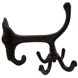 Comfy Hour Cast Iron Five Coat Hooks Clothes Key Hooks Rack Wall Hanger - Heavy Duty, Brown, Recycled, Decorative Gift Idea