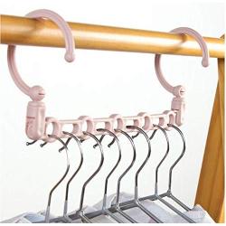 10pcs Random Color 5 Holes Space Saving Plastic Clothes Hanger Hanging Organizer Windproof Multi-Port Hook Folding Rotating Storage Rack Decoration