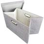 OZEL Mall 1 Collapsible Fabric Containers, Cloth Baskets, Shelf Storage Bin, Closet Organizer Box, with Lid and Handle, 15.5&quotx10.8&quotx9.8", Light Grey (1