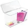 mDesign Long Plastic Holder Case Stackable Home, Office Supplies Storage Organizer Boxes with Attached Hinged Lid - Holder Bin for Note Pads, Gel Pens, Dry Erase Markers, Tape - 7" High, 2 Pack - Clear mDesign Long Plastic Holder Case Stackable Home, Office Supplies Storage Organizer Boxes with Attached Hinged Lid - Holder Bin for Note Pads, Gel Pens, Dry Erase Markers, Tape - 7" High, 2 Pack - Clear