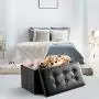 KTN Storage Ottoman Bench Folding Toy Chest, 30" Faux Leather Footrest Storage Organizer Boxes for Bedroom, Living Room, Hallway