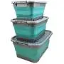 HOMZ Store N Stow(TM) 12 Gallon Latching Container with Wheels, Grey and Teal Base with Clear Lid Collapsible Storage, Set of 4, 4 Sets