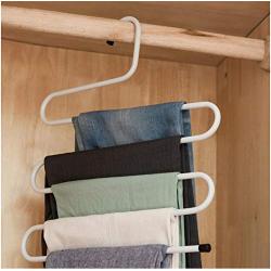 5pcs Random Color Multi-Layer Iron Pants Rack S-Type Nonslip Hangers for Clothes cabide Trousers Hangers Multi-Function Wardrobe Storage Tool