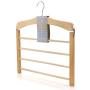 HANGERWORLD Natural Wooden 4 Tier Non Slip Inlaid Grip Space Saving Pants Bar Clothes Organizer Coat Garment Hangers