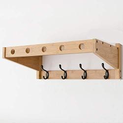 Wall Hook Shelf Rack Wall Hanger Wall Coat Rack Creative Clothes Hanger Natural Bamboo Delicate Porcelain Hook,C+53cm+4hooks