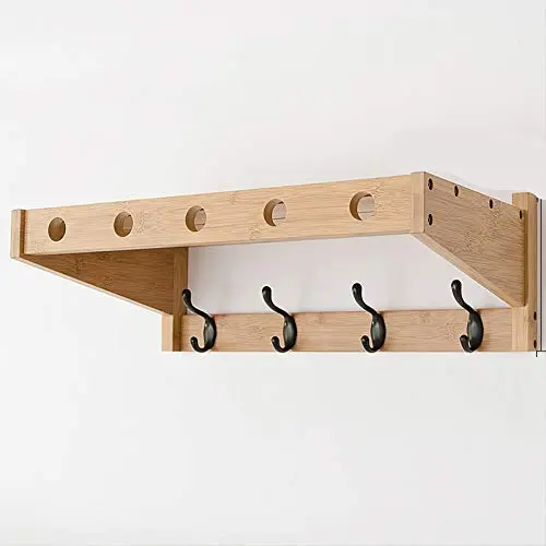 Wall Hook Shelf Rack Wall Hanger Wall Coat Rack Creative Clothes Hanger Natural Bamboo Delicate Porcelain Hook,C+53cm+4hooks Wall Hook Shelf Rack Wall Hanger Wall Coat Rack Creative Clothes Hanger Natural Bamboo Delicate Porcelain Hook,C+53cm+4hooks