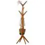 COAT RACK Solid Wood Free Standing, Coat Hook Wooden And Hook Rack With 4 Tiers 8 Hooks, Entryway Standing Hat Coat Hanger Rack, Hall Tree For Clothes Scarves And Hats