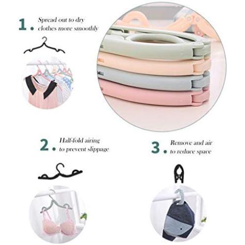 10 Pcs Travel Hangers - Portable Folding Clothes Hangers Travel Accessories Foldable Clothes Drying Rack for Travel (Pink)