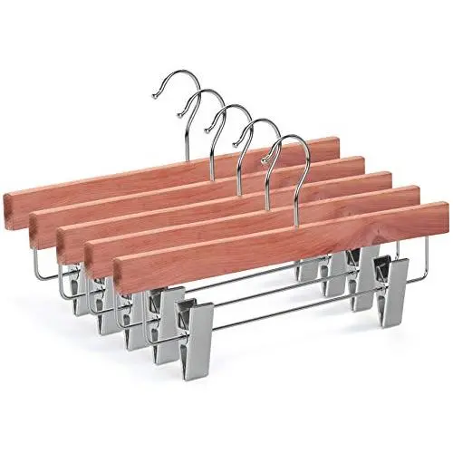 TOPIA HANGER 10 Pack American Red Cedar Natural Wooden Pants Skirt Slacks Bottoms Jeans Hangers with Metal Anti-Wrinkle Adjustable Clips, 360° Stronger Chrome Hooks - CT07P TOPIA HANGER 10 Pack American Red Cedar Natural Wooden Pants Skirt Slacks Bottoms Jeans Hangers with Metal Anti-Wrinkle Adjustable Clips, 360° Stronger Chrome Hooks - CT07P
