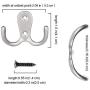 eBoot 15 Pieces Double Prong Robe Hook Retro Cloth Hanger with 30 Pieces Screws (Silver)