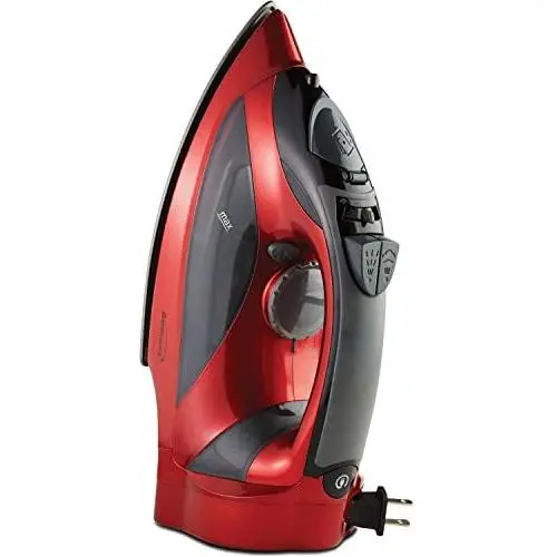 Brentwood Steam Iron with Retractable Cord, Non-Stick, Red Brentwood Steam Iron with Retractable Cord, Non-Stick, Red