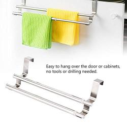 TOPINCN Towel Holder Double Layers Stainless Steel Telescopic Rack Hanger Organizer Door Cabinets Bathroom Kitchen Garage