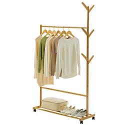 Multi-function Garment Storage Holder Rolling Coat Rack,2 In 1 Coat Rack Clothes Stand Hat Handbag Hanger Hall Hanging Rod Double Tree Branches With 6 Hooks Adjustable Leveling Feet For Living Room Be