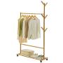 Multi-function Garment Storage Holder Rolling Coat Rack,2 In 1 Coat Rack Clothes Stand Hat Handbag Hanger Hall Hanging Rod Double Tree Branches With 6 Hooks Adjustable Leveling Feet For Living Room Be