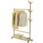 Multi-function Garment Storage Holder Rolling Coat Rack,2 In 1 Coat Rack Clothes Stand Hat Handbag Hanger Hall Hanging Rod Double Tree Branches With 6 Hooks Adjustable Leveling Feet For Living Room Be