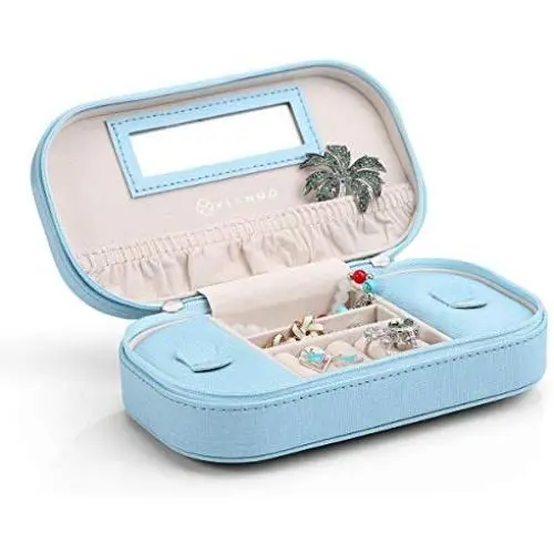 Vlando Portable Jewelry Organizer Bag Roll for Travel, Light Weight Jewelry Storage Organizer Bag for Daily Jewelries for Bracelets, Earrings, Rings, Watch Gift to Girls Women Mother (Blue) Vlando Portable Jewelry Organizer Bag Roll for Travel, Light Weight Jewelry Storage Organizer Bag for Daily Jewelries for Bracelets, Earrings, Rings, Watch Gift to Girls Women Mother (Blue)
