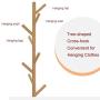 Leaf2you Wooden Coat Rack, Free Standing Coat Tree 8-Hooks Solid Wood Hall Tree Rack Hat Hanger Clothes Rack with Round Base for Purse Scarves Handbags Umbrella, 70H【Ship from USA】 (Khaki)