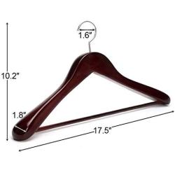 JS HANGER Coat Hangers Extra Wide Rounded Shoulder with No-Slip Bar, Walnut Finish, 3 Pack