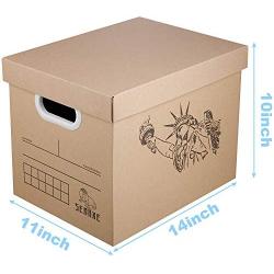 SEMAXE Stroage Carton Boxes with Lift-Off Lid，Portadle File Storage Tape-Free Assembly Moving Boxes, 10-Pack,14" x 11" x 10"