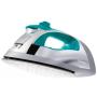 Sunbeam Steam Master 1400 Watt Large-size Anti-Drip Non-Stick Stainless Steel Soleplate Iron with Variable Steam control and 8 Retractable Cord, Chrome/Teal, GCSBSP-201-000