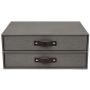 Bigso Birger 2-Drawer Canvas Fiberboard Easy Pull Handle Document Letter Box, 5.7 x 13 x 9.8 in, Grey