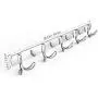 OUNONA Wall Mount Hook Rack, Stainless Steel Coat Rack Coat Hooks with 5 Heavy Duty Hanger Hooks, Hook Rail for Towel Bag Clothes, 17.32-Inch