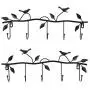 Dorlotou 2 Pack Wall Mounted Clothes Hanger Wall Decor Metal Twig & Bird with 5 Hooks for Coats, Hats, Keys, Towels