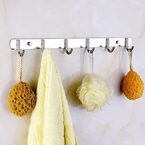 Nesee Stainless Steel Round Robe Coat Hat Wall Mounted Coat Rack Coat Hooks Kitchen Apron Pot Pan Rack Bathroom Towel Rail Stainless Steel Hook Rack for Clothes Hanger Hooks