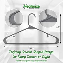 Neaterize Plastic Clothes Hangers| Heavy Duty Durable Coat and Clothes Hangers | Vibrant Colors Adult Hangers | Lightweight Space Saving Laundry Hangers | 20, 40, 60 Available (20 Pack - Grey)