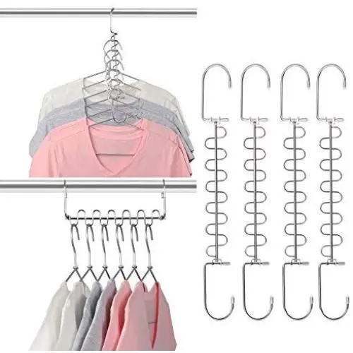 Giftol Metal Space Saving Hangers 12 Slots New Version Hanger Magic Cascading Hanger Closet Wardrobe Clothes Organizer(4 Pack)