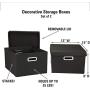 Household Essentials Fabric Storage Boxes with Lids and Handles, Black