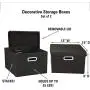 Household Essentials Fabric Storage Boxes with Lids and Handles, Black