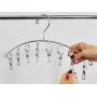 Home-X Drip-Dry Stainless Steel Clothes Drying Hanger, Laundry Clothesline, 8 Built-in Clothespins, Heavy-Duty Clothes Hangers, Dry Socks Towels Bras Baby Clothes, Gloves-16”x4”