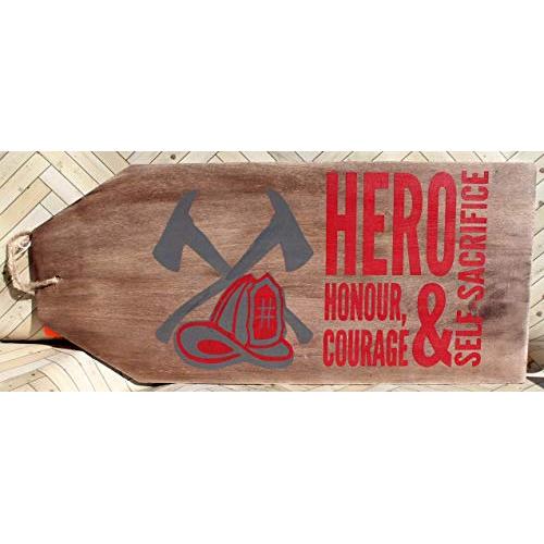 Hero Fire Fighter Wooden Door Hanger Tag