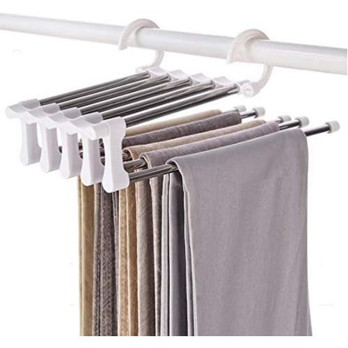 YUNAI Stainless Steel Pants Hangers Jeans Clothes Organizer Folding Storage Rack Space Saver Storage Rack for Hanging