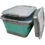 HOMZ Store N Stow(TM) 12 Gallon Latching Container with Wheels, Grey and Teal Base with Clear Lid Collapsible Storage, Set of 4, 4 Sets