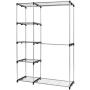 Tangkula Closet Double Rod Freestanding Heavy Duty Steel Frame Multi-Shelves Organizer Garment Rack Portable Clothes Hanger Storage Rack Home Washroom Storage Organizer