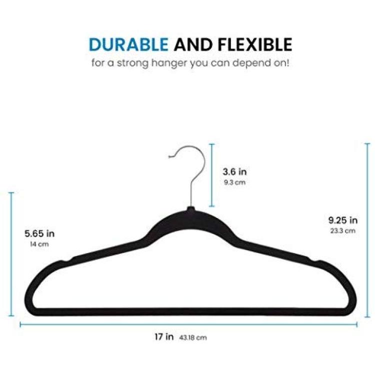 Zober Non-Slip Suit Hangers (Set of 50), Black