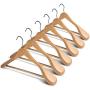 6Pcs Wide Shoulder Solid Wood Hotel Vintage Storage Luxury Business Suit Home Clothes Hanger Adult Organizer Store Cabinet,Light Brown