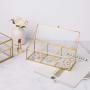 Feyarl Gold Glass Jewelry Trinket Boxes Storage Container Ring Earring Holder Clear Glass Decorative Boxes Beauty Display