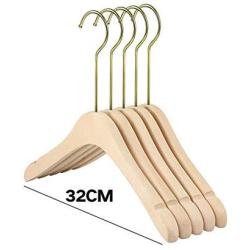 SAASNY Suit Hangers,High Grade Wooden Clothes Hangers 32 X 2 X 29 cm Set of 30 with Natural Wood Color Fine Polished and 2 Grooves and Non-Slip Durable,Ideal for Home and Shops