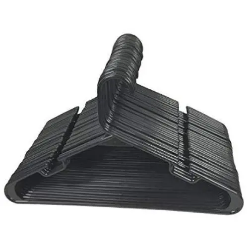 Set of 30 Notched Tubular Hangers Light Weight Adult Cloth Hangers (16 in.w) Black Set of 30 Notched Tubular Hangers Light Weight Adult Cloth Hangers (16 in.w) Black